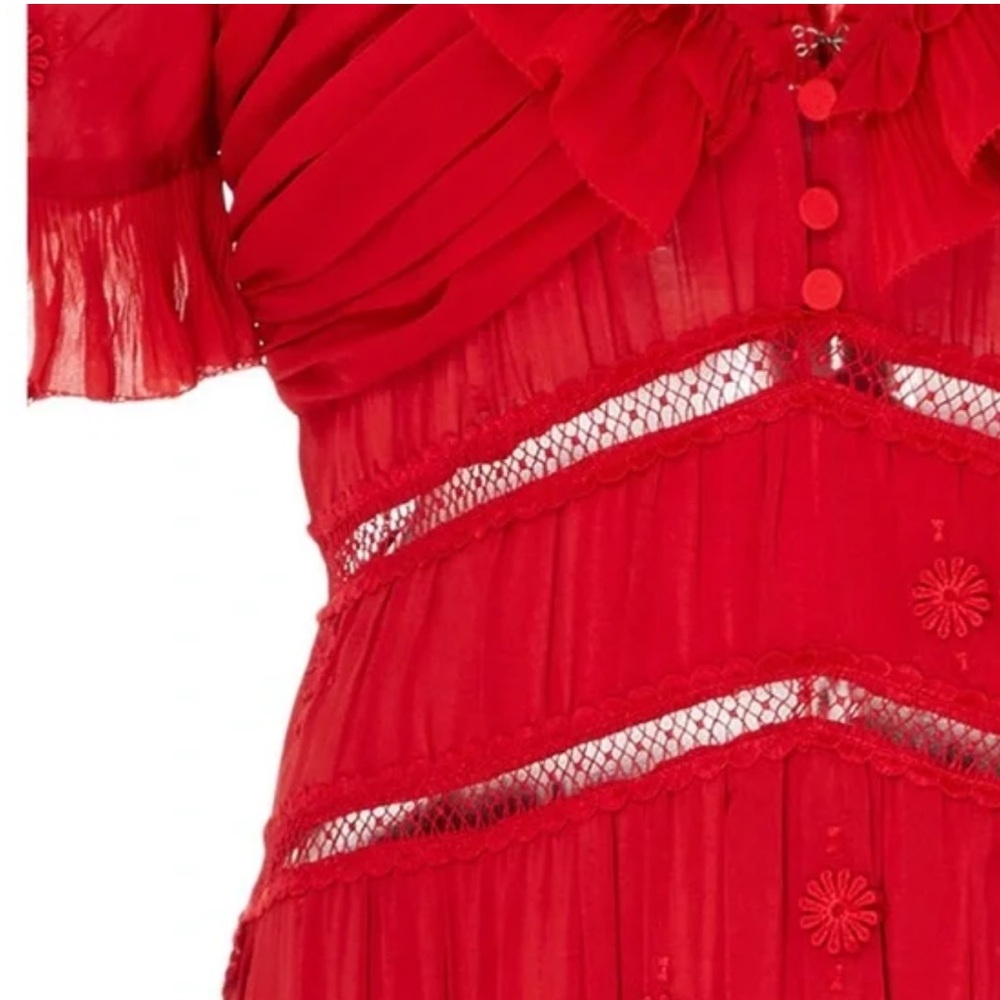 Self Portrait
Plumetis Lace-Detailed Chiffon Midi dress/ size US10/ Color Red - Picture 2 of 6